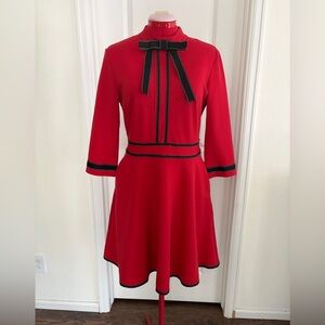 High Neck Bow Tie Red Dress